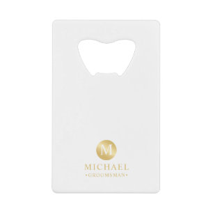 Masculine Blanc et or Groomsmen personnalisé