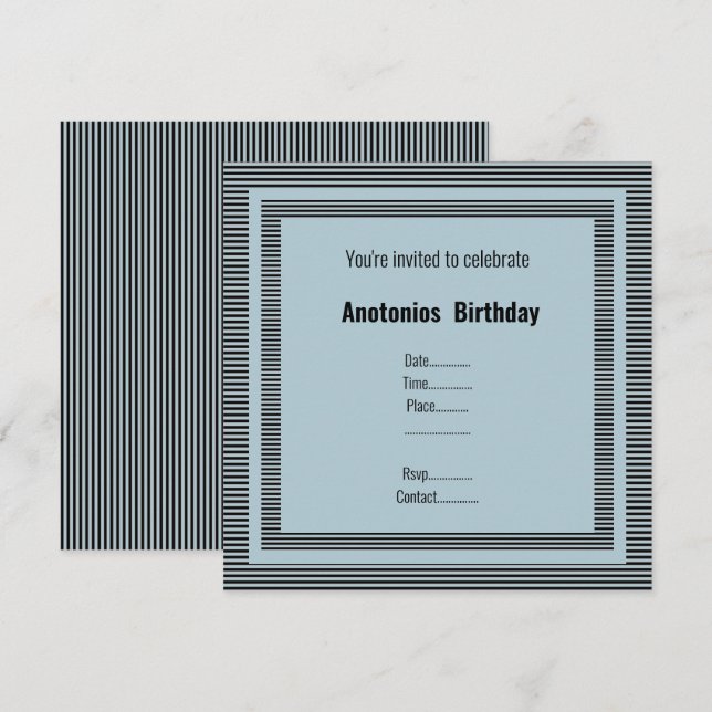 MASCULINE BLEU NOIR INVITATION À LA BANDE D'ANNIVE (Devant / Derrière)