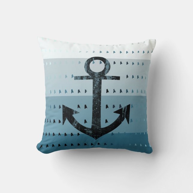 Masculine Blue Anchor Nautical Design Kissen (Vorderseite)
