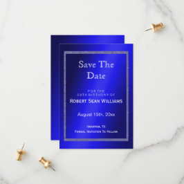 Masculine Blue & Glitzer Rahmen 50. Geburtstag Save The Date