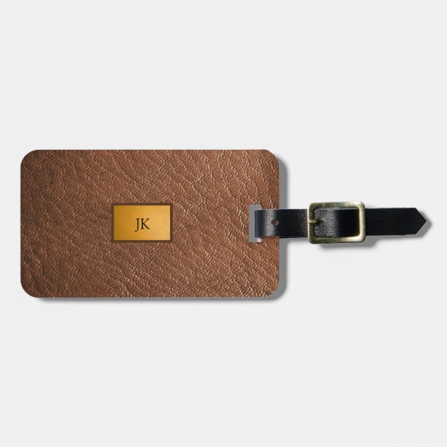 Masculine Brown Leather Look Gepäckanhänger (Vorderseite horizontal)