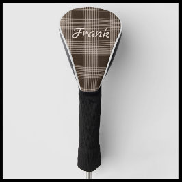 Masculine Brown und Beige Karierter Golf Head Cove Headcover