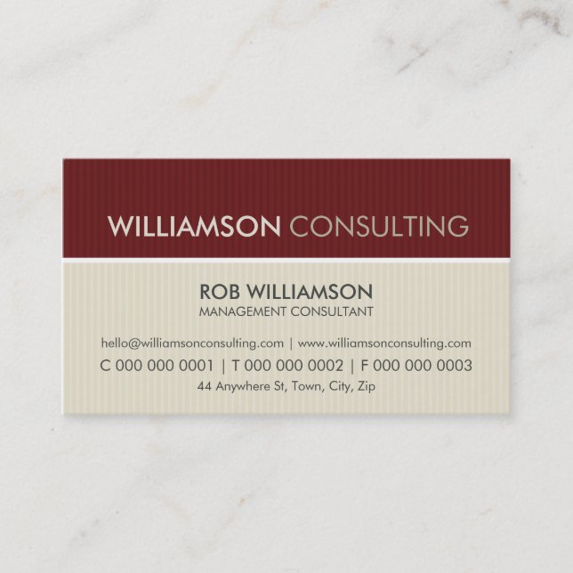 MASCULINE BUSINESS CARD :: Minimal pinstrie 7 Visitenkarte (Vorderseite)