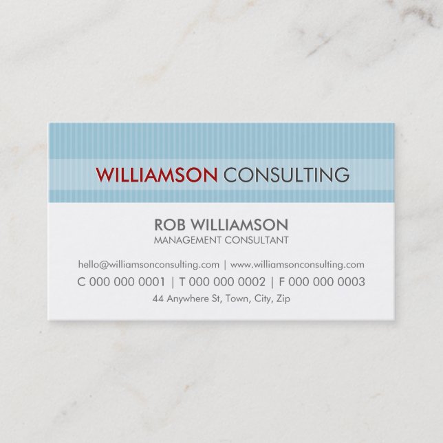 MASCULINE BUSINESS CARD :: minimaler Pinstripe 14 Visitenkarte (Vorderseite)