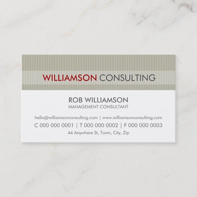 MASCULINE BUSINESS CARD :: minimaler Pinstripe 16 Visitenkarte (Vorderseite)