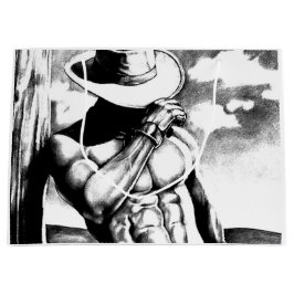 Masculine Cool Cowboy Bodybuilder Charcoal Zeichne Große Geschenktüte