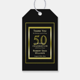 Masculine Double Gold Frame 50. Geburtstag Geschenkanhänger