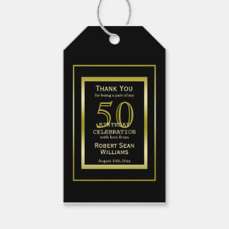 Masculine Double Gold Frame 50. Geburtstag Geschenkanhänger