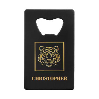 Masculine Gold Tiger Face Credit Card Opener