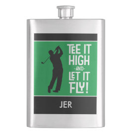 Masculine Golfer T-Shirt Zitat Mit Monogramm Schwa Flachmann