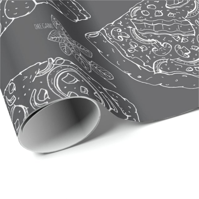 Masculine Gray Pizza Lover Italienischer Koch Gebu Geschenkpapier (Rolleneckpunkt)