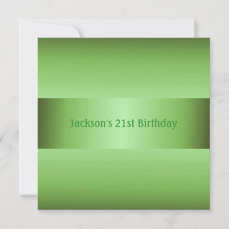 Masculine Green 21. Geburtstag Party Einladung