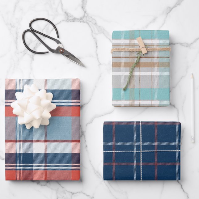 Masculine Kariert Tartan Mix n Match Geschenkpapier Set (Vorderseite)