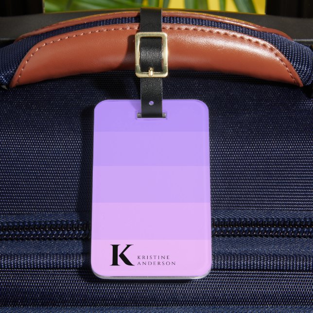 Masculine Lila Lilac Ombre Classic Monogram Gepäckanhänger (Vorderseite Insitu 2)