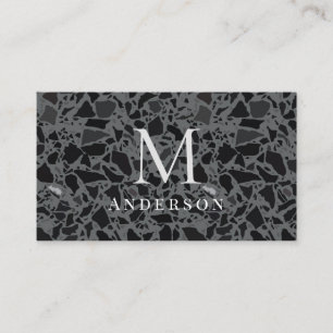 Masculine Marble Double Monogram Business Card Visitenkarte