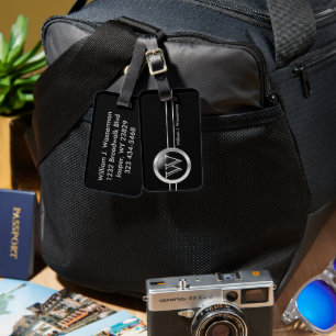 Masculine Monogram Führungskraft Black Style Gepäckanhänger