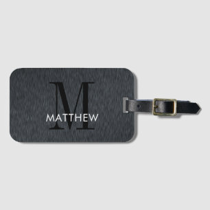 Masculine Monogram Script Black Brushed Metal Gepäckanhänger