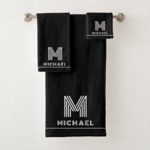 Masculine Monogramme moderne Noir