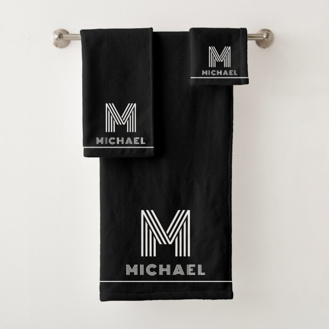 Masculine Monogramme moderne Noir (En situation)