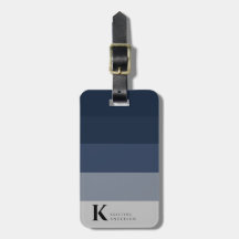 Masculine Navy Blue Ombre Gray Classic Monogram