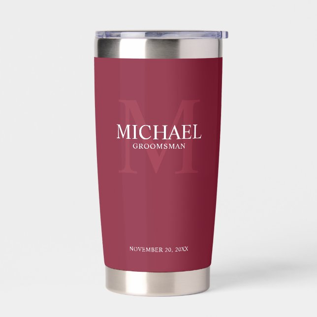 Masculine Personalisiert Monogramm und Name Trauze Thermobecher (Links)