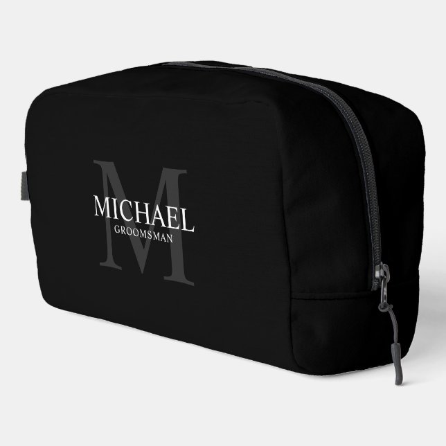 Masculine Personalisiert Monogramm und Name Trauze Waschbeutel (Rechte Ecke)