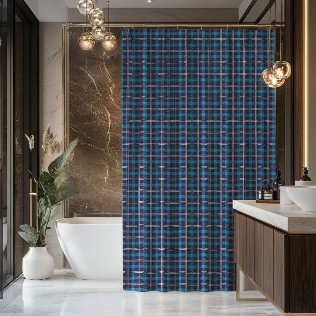 Masculine Plaid Curtain Blue Tartan Gift Look Duschvorhang (Masculine Plaid Curtain Blue Tartan Gift Look)