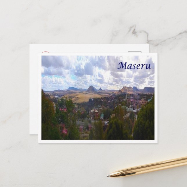 Maseru - Lesotho - Luftaufnahme - Postkarte (Vorderseite/Rückseite Beispiel)