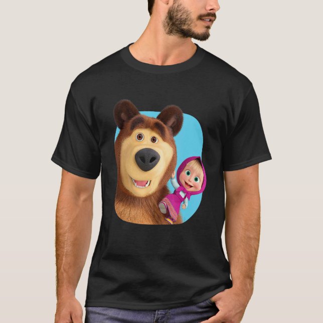 Masha und das BärenDuo zusammen blau T-Shirt (Vorderseite)