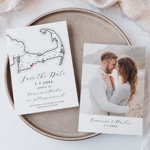 Mashpee MA Cape Cod Karte Schwarz-weiße Hochzeit