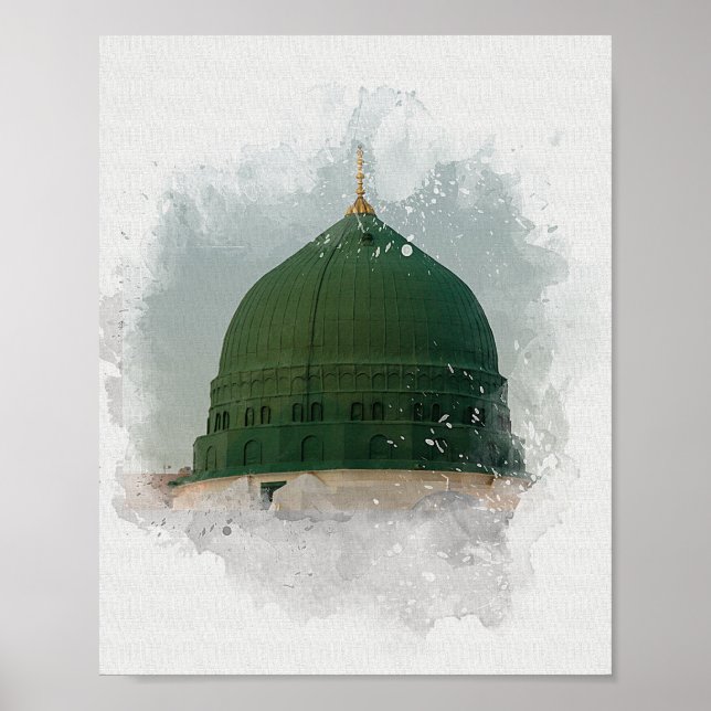 Masjid An-Nabawi Aquarellbild Islamische P Poster (Vorne)