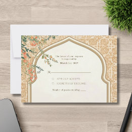 Masjid An-Nabawi Pfirsich-Blüten-Hochzeits-RSVP-An RSVP Karte