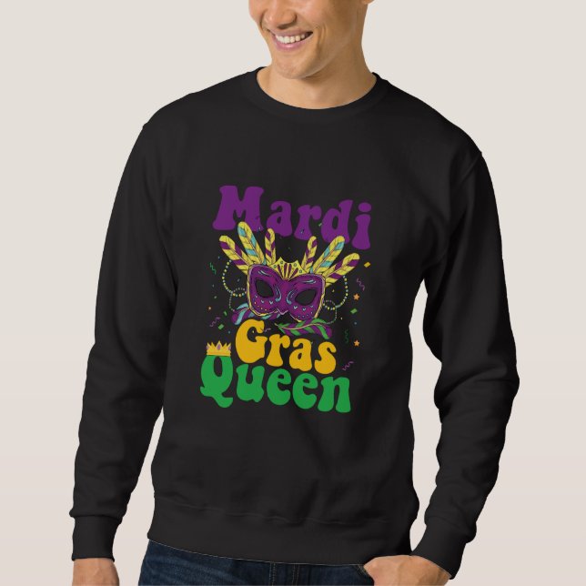 Mask and beads Let the Shenanigans Begin Mardi gra Sweatshirt (Vorderseite)