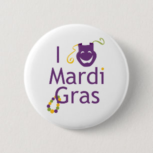 Mask I Liebe Mardi Gras Button