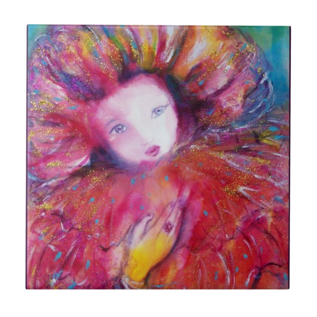 MASK IN RED / Venezianisch Masquerade Ball, Fuchsi Fliese (Vorderseite)