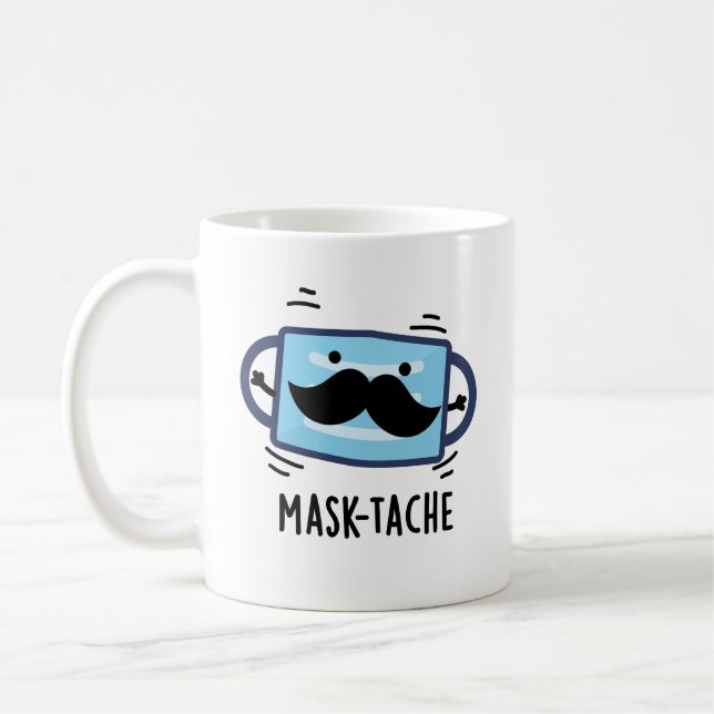 Mask tache Funny Mask Mustache Pun Kaffeetasse (Links)