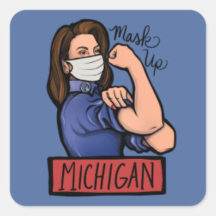 Mask Up Michigan Gretchen Whitmer Michigander Quadratischer Aufkleber