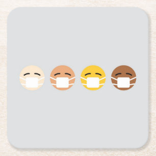 Maske Emoji Faces Maske oben COVID Rechteckiger Pappuntersetzer