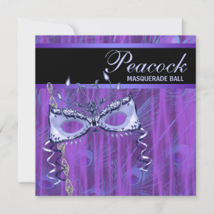 Maske Lila PfauenFeathers Masquerade Party Einladung