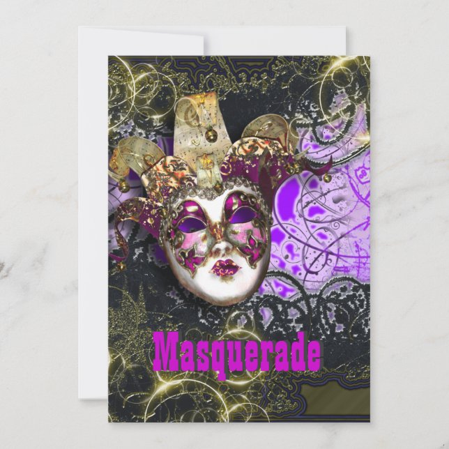 Maske Masquerade venezianisch mardi gras Party Einladung (Vorderseite)