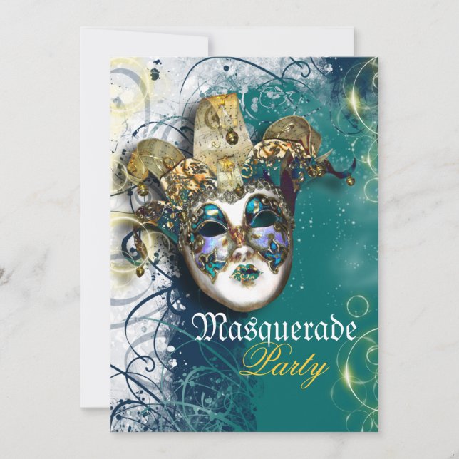 Maske Masquerade venezianisch mardi gras Party Einladung (Vorderseite)