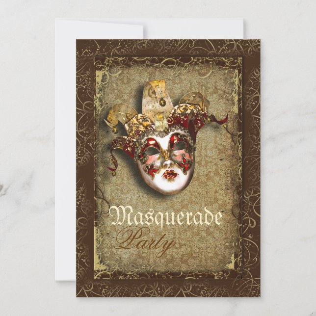 Maske Masquerade venezianisch mardi gras Party Einladung (Vorderseite)