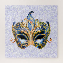 Maske mit Verzierten goldenen und blauen Mustern