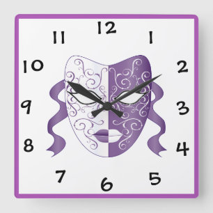 Maske Quadratische Wanduhr