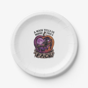 Maske sagt uns mehr als Gesicht Halloween Hexe Apf Pappteller