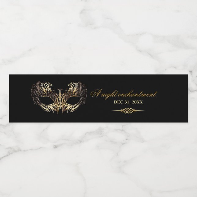 Maske Schwarz Gold 50. Maskenball-Geburtstag (Einzelnes Label)