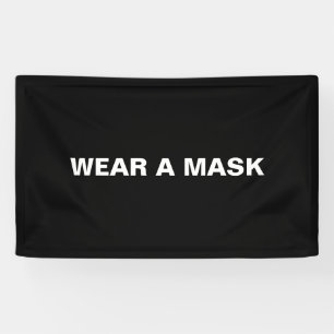 Maske tragen, Schwarz-weiß minimalistisch Banner