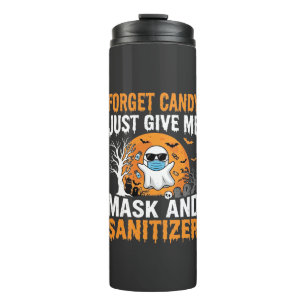 Maske und Desinfektionsmittel Halloween-Geisterdes Thermosbecher