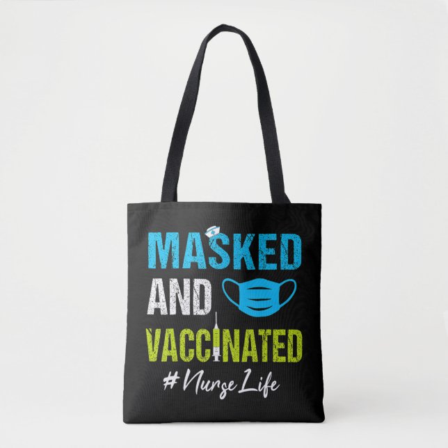 Maske und geimpfte Krankenschwester Tasche (Vorderseite)