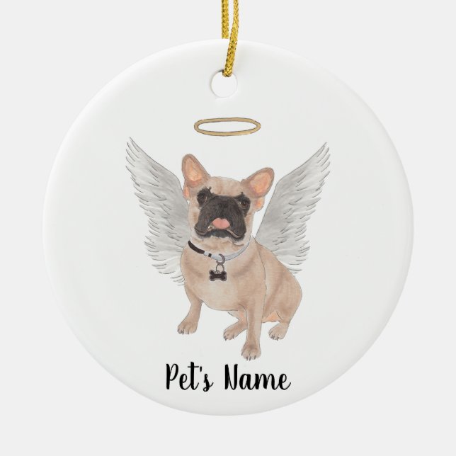 Masked French Bulldog Beileid Memorial Keramik Ornament (Vorne)
